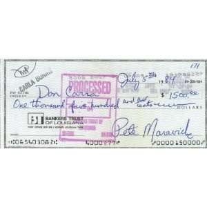 Pete Maravich Signed Original Check
