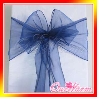 100 Navy Blue Chair Organza Sash Bow Wedding Party Hot  