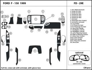 Ford F150 1999 Dash Kit Trim Dashboard Wood Parts  
