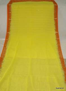  & Orange Indian Art Silk Georgette Sari saree Curtain Fabric  