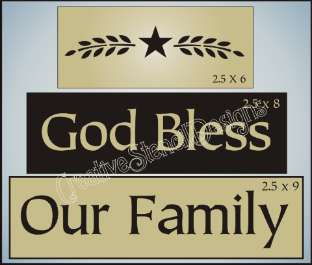 New Stencil Trio #T83 ~ God Bless Our Family with Willow Wheat Star 