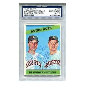  Bob Aspromonte & Rusty Staub Autographed 1966 Topps Card 