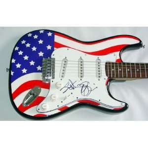 Sammy Hagar & Joe Satriani Autographed Signed Flag Guitar PSA