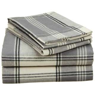 Yarn Dye Flannel Sheet Set, GRAY PLAID FULL  