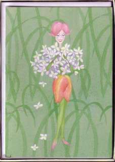 FLOWER FAIRY LADY Greeting Cards Boxed Set Green Cute  