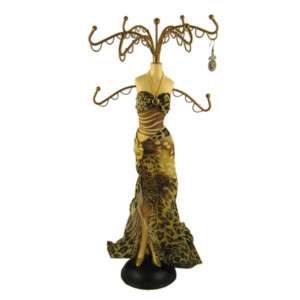 Leopard print Dress Form Doll Jewelry Stand 15 Brown  
