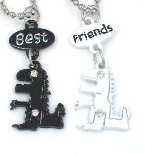 New Best Friend Robot Dinosaurs 2 Pendant 2 Necklace Friendship Black 