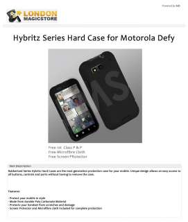 London Magic Store   Black Hybritz Series Hard Case for Motorola Defy 