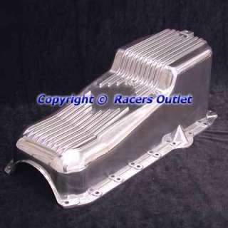 Polished Aluminum Oil Pan sb Chevy 305 350 1986 & Up Right Hand 