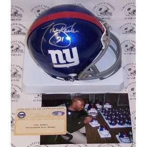 Tiki Barber Signed Mini Helmet   Autographed NFL Mini Helmets