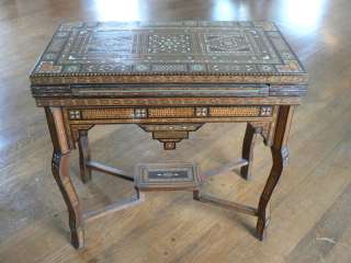 Amazing antique hand inlaid game table   Travel Version   Games that 