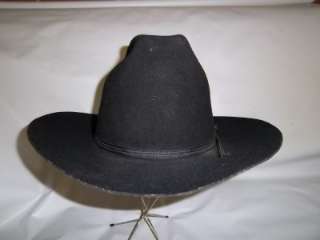Vintage TRAIL RIDGE Fur Blend Black Cowboy Hat Dynafelt  