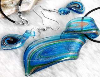 Twist Murano Lampwork Glass Necklace Pendant Earrings  
