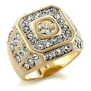 New Stunning 18K Gold Plated Mens CZ Ring sz 13  