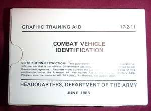 NEW US Army Graphic Training Aid Cards Combat Vehicle Identification 