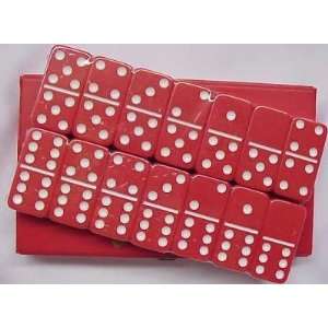  Double Six Standard Dominoes Set of 28 Red Case with Red 