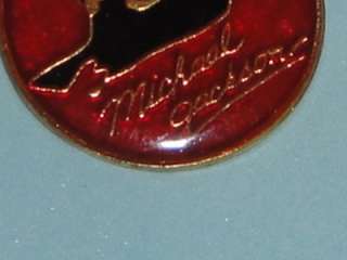 Michael Jackson Enamel Metal Hat Pin Tour Vtg Old Red  