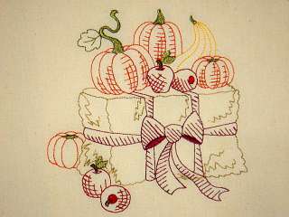  flour sack kitchen towel bales of hay with pumpkins will decorate your