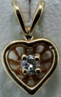   14kYellow Gold Small Diamond Heart Basket Pendant FREE SHIP 