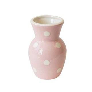  Terramoto Ceramic Polka Dots 6 Inch Vase, White on Yellow 