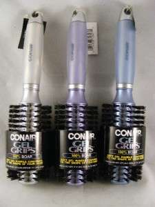 Conair Soft Gel Grips 100% Boar Round Bristle Brush 074108726070 
