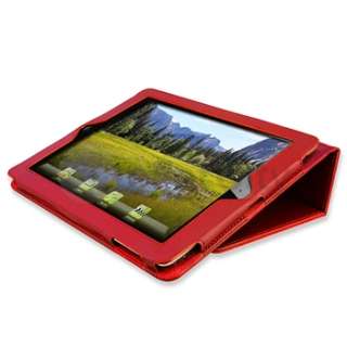 For iPad 2 Smart Cover Genuine Leather Stand Case Red  