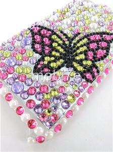 APPLE iPOD TOUCH 4th 4 BLING CASE COVER PINK BUTTERFLY  