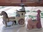 VICTORIAN Village Accessories Porcelain Figurines Horse & Carriage 