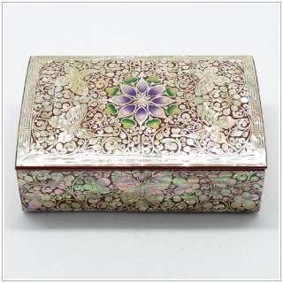 Elegant arabesque pattern jewelry box lacquerware inlaid with Mother 