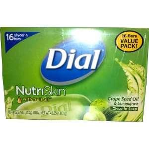 Dial Grape Seed Oil & Lemongrass Glycerin Soap, NutriSkin with fruit 