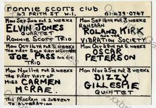   SIGNED HANDBILL Ronnie Scotts Club UK London JOHN COLTRANE 1960  