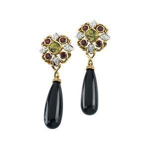   , Drop Earrings. With Brazilian Garnet, Peridot and Diamonds Jewelry