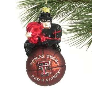   Red Raiders Team Spirit Glass Basketball Ornament