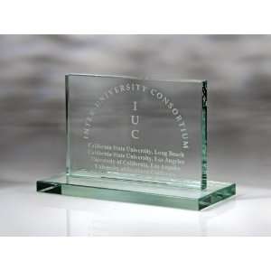  Glass Horizontal Plaque with Base   Medium