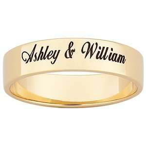  18K Gold over Sterling Flat Top Engraved Name/Message Band 