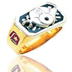  Mens 14K Yellow Gold Onyx Back Masonic Ring Jewelry