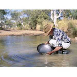 Elderly Man Panning for Gold, Elvire River, Old Halls Creek, Kimberley 