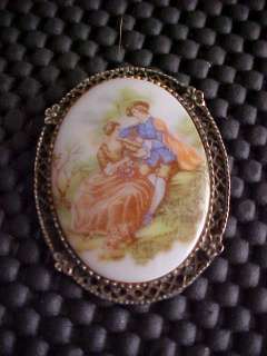 FRAGONARD CAMEO BROOCH COUPLE 1 1/2  