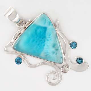 Natural Dominican AAA Larimar Topaz Gemstone 925 Sterling Silver 