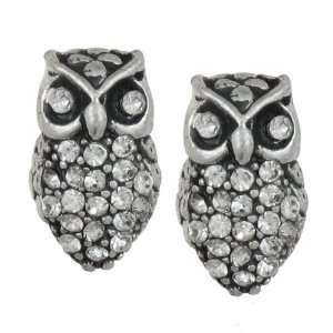  Capelli New York Metal Post Earring With Rhinestone Owl 