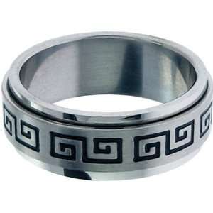   Inox Jewelry Greek Key 316L Stainless Steel Spin Ring Jewelry