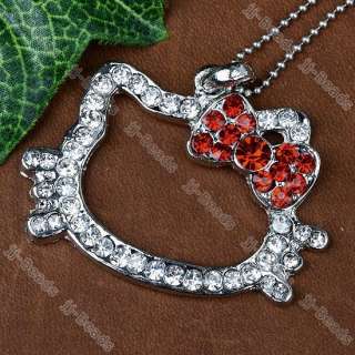 Silver Plated Crystal Rhinestone Hot Red Cute Hellokitty Pendant 1PC 