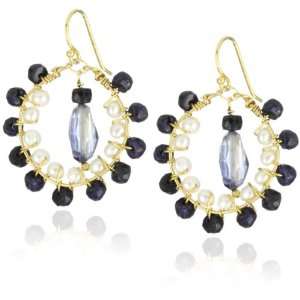   Amanda Rudey Great Gatsby Blue Mini Dewdrop Hoop Earrings Jewelry