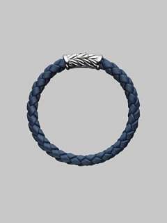 David Yurman   Sterling Silver & Braided Rubber Bracelet    