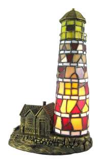 Stunning Stained Glass Lighthouse Accent Table Lamp  