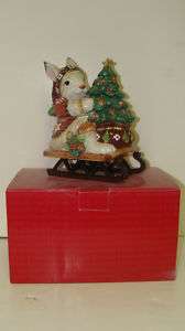 Fitz & Floyd  Christmas Lodge Rabbit Lidded Box  