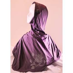  Purple 1 Piece Hijab with Crystal Designs and Button 