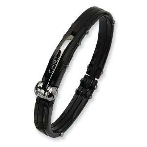    Stainless Steel Black PVC and Plating Hinged Bangle Jewelry