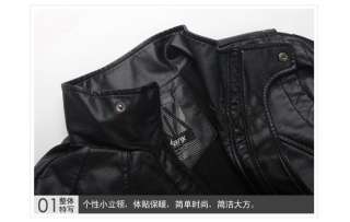 Mens PU Winter Leather Warm Jacket Coat Size M L XL XXL  