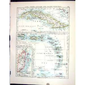  Johnston Map 1906 Cuba Antilles Honduras Caribbean Canada 